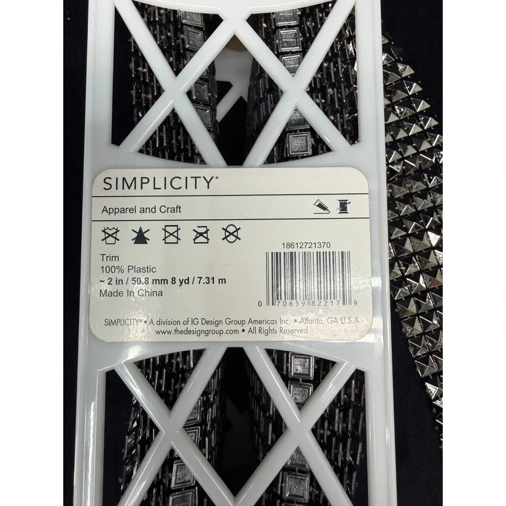 Simplicity Studded Trim Ribbon Spool Dark Silver Plastic 2